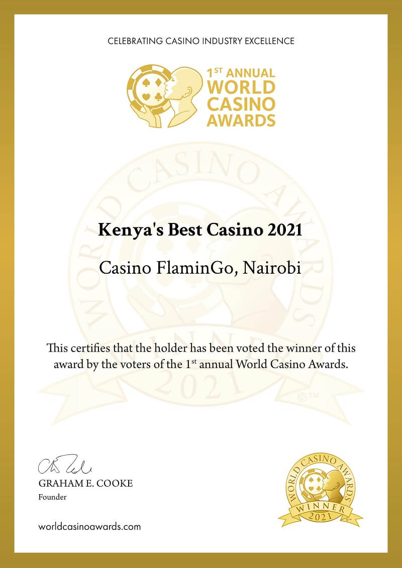 kenyas best casino 2021 winner certificate